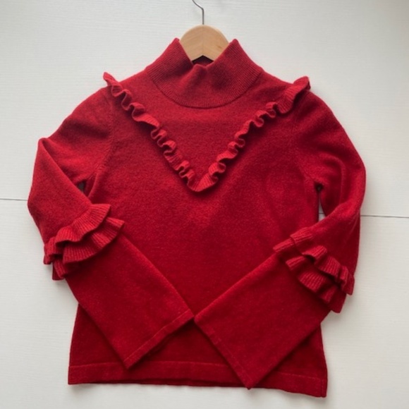 Rebecca Minkoff Red Shelley Yak Wool Mock Neck Sweater Size Medium - Picture 6 of 17